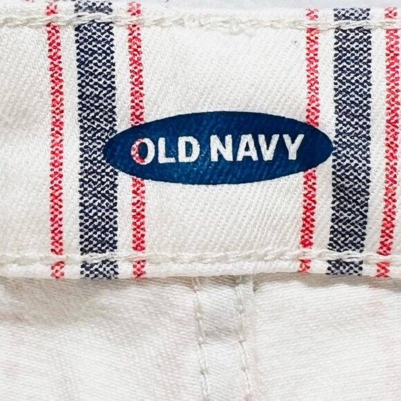 Old Navy Women's Striped Cream Navy Red Rolled Hem Button-Fly Shorts Size 2 NWT - Picture 4 of 9